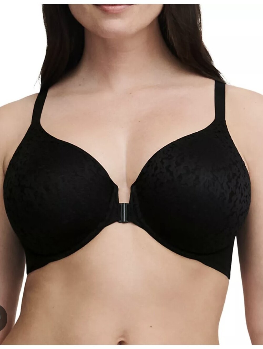 Chantelle Norah Black Lace Full-Coverage Underwire Bra Front Closure Sz 40DDDD